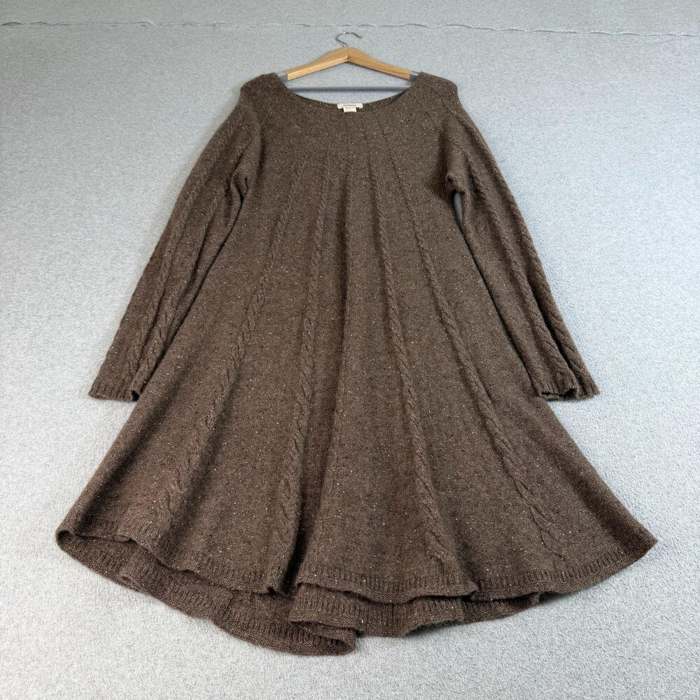 Sundance Dress Women Large Petite Brown Sweater Tunic Midi Wool Lagenlook READ